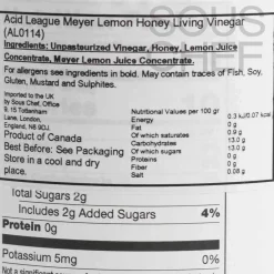 Acid League Meyer Lemon Honey Living Vinegar, 375ml