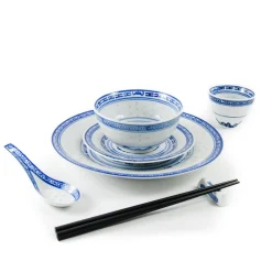 Blue Rice Pattern Dinner Plate, 26cm