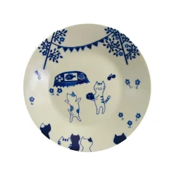 Garden Cat Japanese Round Plate, 24cm
