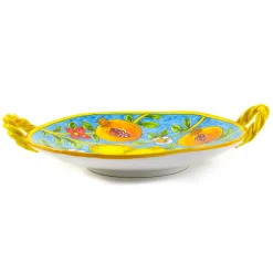 Hand Painted Centrepiece Dish - Pomegranates & Lemons, 35cm