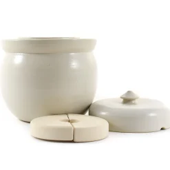 Handmade Stoneware Fermenting Crock in White 2 litre