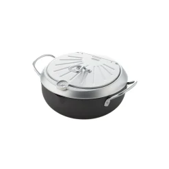 Japanese Tempura Frying Pot with Temperature Probe & Drip Rack