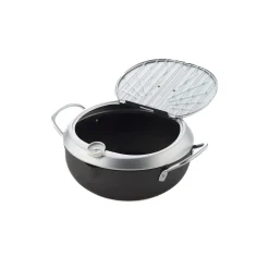 Japanese Tempura Frying Pot with Temperature Probe & Drip Rack