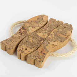 Marbled Cork Three Fish Trivet, 14cm