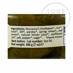 Marianna's Organic Dolmadakia Stuffed Vine Leaves, 200g
