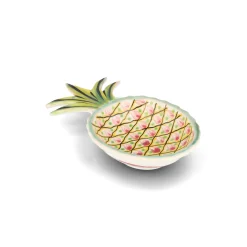Mexican Hand Painted Purple and Yellow Pineapple Large Plate, 23cm