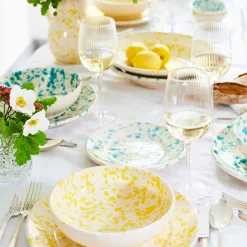 Puglia Aquamarine Splatter Bowl, 19cm