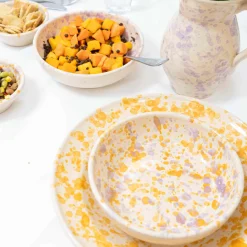 Puglia Lilac and Yellow Splatter Bowl, 19cm