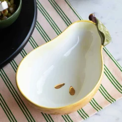 Rockett St George Pear Bowl with Gold Detail, 14x20cm