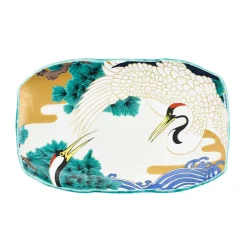 Seikou Porcelain Crane Rectangular Platter, 32cm