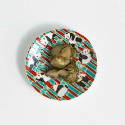 Seikou Porcelain Dancing Pandas Mamezara Garnish Plate, 10cm