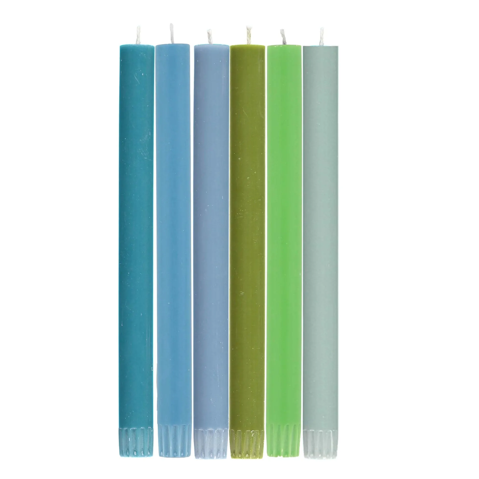 Set of 6 Blue Green Assorted Candles