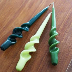 Set of 3 Green Spiral Candles