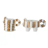 Set of 2 Yellow Striped Cat Candle Holders