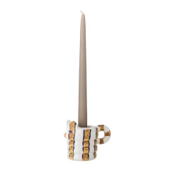 Set of 2 Yellow Striped Cat Candle Holders