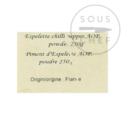 Terre Exotique Espelette Chili Pepper DOP, 250g
