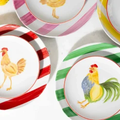The Platera Green Stripe Porcelain Dinner Plate, 27.5cm
