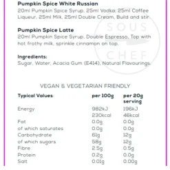 William Fox Premium Pumpkin Spice Syrup, 750ml