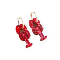 Wolf & Moon Lobster Hoop Earrings
