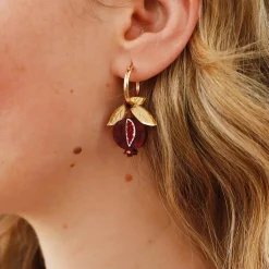 Wolf & Moon Mini Pomegranate Hoop Earrings