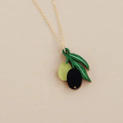 Wolf & Moon Olive Necklace