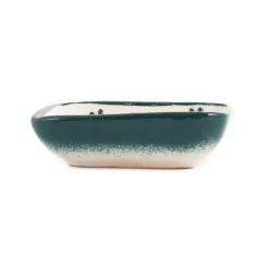Yesil Ve Beyaz Boyali Rectangular Sauce Dish, 10.5x8cm