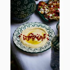 Yesil Ve Beyaz Boyali Wavy Side Plate, 19cm