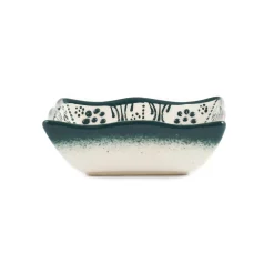 Yesil Ve Beyaz Boyali Wavy Edge Sauce Dish, 11.5cm